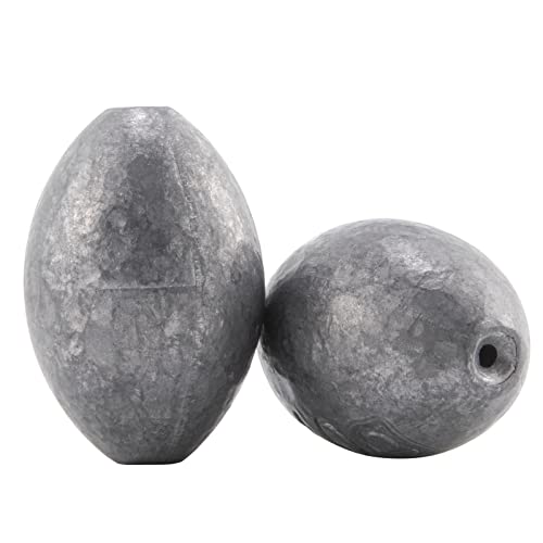 Dr.Fish Egg Sinker Lead Fishing Weights Oval Shaped Catfishing Weights Bank River Freshwater Saltwater Fishing Bass Casting - size: 2oz-10 Pack