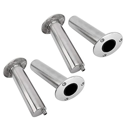 YaeMarine 4-Pack Heavy Duty Stainless Steel 316 Deluxe Rod Holders with Drain, Flush Mount Fishing Rod Pole Holders, 30 Degree /15 Degree/90 Degree - style: 15 Degree