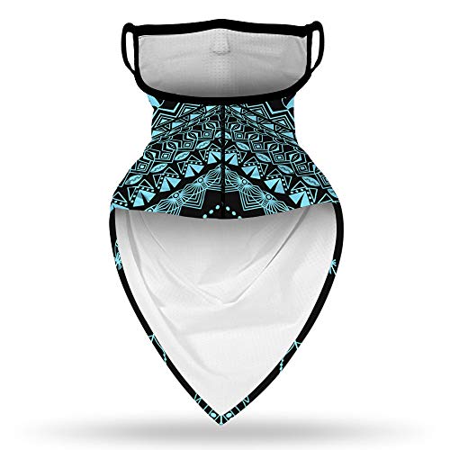 YAYOUREL Neck Gaiter Face Mask Bandanas for Men Women UV Face Scarf Cover Ear Loop Hole Facemask for Fishing Running Cycling - color: Blue Blue Black