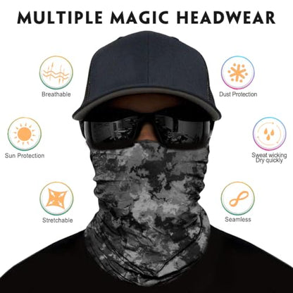 Neck Gaiter for Men Women Headwear Bandana Head Wrap Face Scarf Mask Cover Warmer Balaclava-Seamless & Versatile - color: A-6pcs-black Camo Jungle