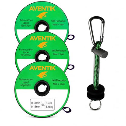Aventik Fly Fishing Tippet Leader Fluorocarbon Line Fly Line Tippet Holder Fast Sinking Invisible - size: 3pc-6X