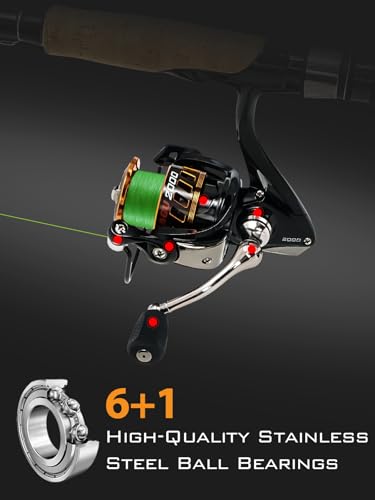 Jenseits Lightweight Spinning Fishing Reel, Sealed Carbon Fiber Up to 20 LB Max Drag, 5+1/6+1BB for Freshwater, 5.2:1 Gear Ratio,CNC Aluminum Spool,1000 Perfect for Ice Fishing, 2000-5000 Series - size: XJ-2000