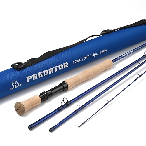 M MAXIMUMCATCH Maxcatch Predator Big Game and Saltwater Fly Fishing Rod: 7'11''/9'/9'2''/10', 4-Piece, 8/9/10/11/12 Weight - size: 9' 8wt 4 pieces, style: Predator Fly Rod