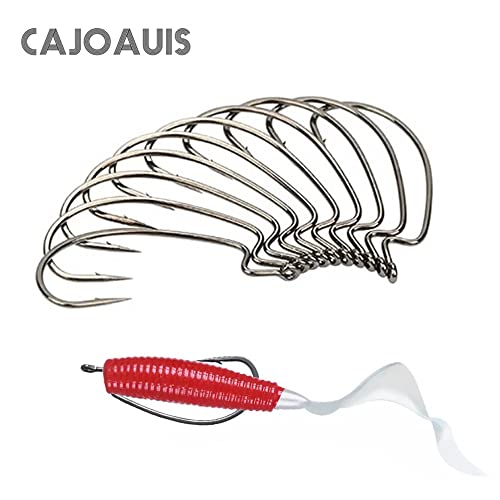 100Pcs Offset Worm Fishing Hooks Black Jig Fish Hooks Size1# 2# 1/0 2/0 3/0 4/0 5/0 - size: 1#-100pc