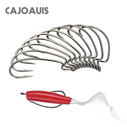 100Pcs Offset Worm Fishing Hooks Black Jig Fish Hooks Size1# 2# 1/0 2/0 3/0 4/0 5/0 - size: 1#-100pc