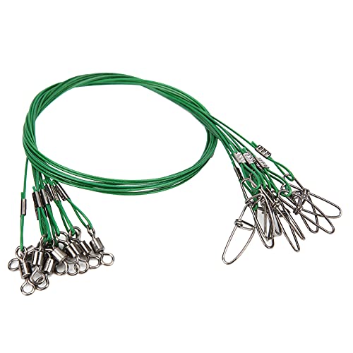 RiToEasysports Fishing Wire Line Leash, Anti Bite Steel Fishing Leader with Rolling, for Sea Boat Deep Sea - color: Green