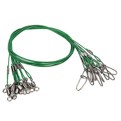 RiToEasysports Fishing Wire Line Leash, Anti Bite Steel Fishing Leader with Rolling, for Sea Boat Deep Sea - color: Green