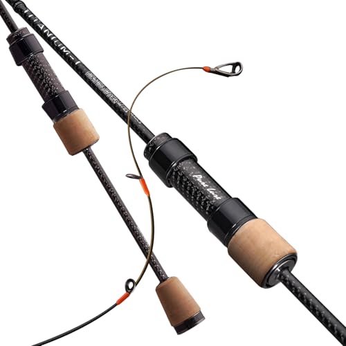 PURELURE Titanium-T Ultralight Fishing Rod Spinning & Casting for Trout Panfish, Carbon Fiber BFS Rod 2Pcs, Titanium Tip & Guides, Cork Handle, 5-6ft Stream Rod XUL Power, Fast/Moderate Fast Action - size: Spin: 6102uls- Ultralight - M Fast