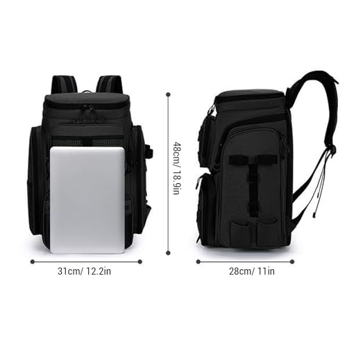 Lixada Fishing Backpack with Rod Holder, 42L Large Capacity Waterproof Oxford Fabric Tackle Backpack for Fishing, Hiking, Camping, 31x28x48cm Black Fishing Gear Bag - color: Black