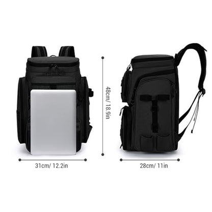 Lixada Fishing Backpack with Rod Holder, 42L Large Capacity Waterproof Oxford Fabric Tackle Backpack for Fishing, Hiking, Camping, 31x28x48cm Black Fishing Gear Bag - color: Black