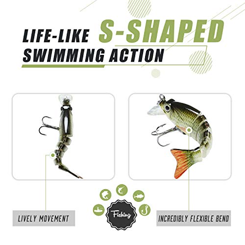 TRUSCEND Swimmax Easy Catch Fishing Lures with BKK Hooks, Wiggling, Vibrating, Rattling and Gurgling for More Bites, Heavy-Duty Dyneema Fiber Jointed Swimbaits for Bass, Trout, Crappie, Walleye, Pike - color: A3-2",0.07oz