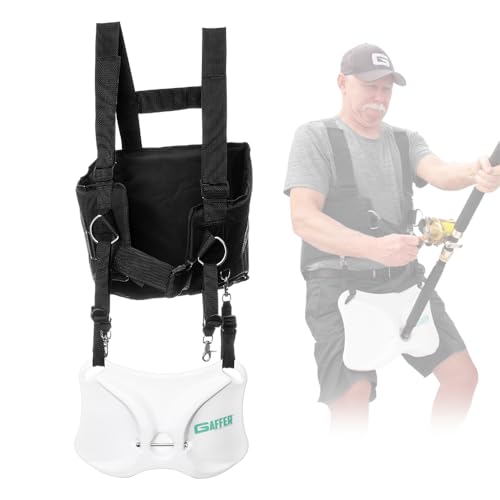 GAFFER SPORTFISHING Adjustable Fishing Belt & Shoulder Harness - Safety Buckle with Foam-Padded Straps Fish Rod Holder - color: Shoulder Harness - Black