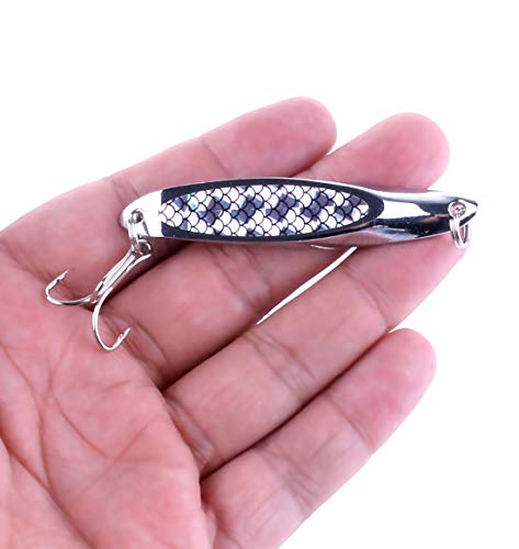 Fishing Jigs Saltwater Fishing Lures with Assist Hook Treble Hook, Jigging Lures Slow Vertical Jigs, Fishing Jigs Saltwater for Bass Tuna Salmon Sailfish Trout Grouper Snapper, 5pcs with Box - color: A:2.75inch/0.74oz/5pcs
