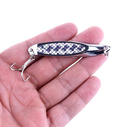 Fishing Jigs Saltwater Fishing Lures with Assist Hook Treble Hook, Jigging Lures Slow Vertical Jigs, Fishing Jigs Saltwater for Bass Tuna Salmon Sailfish Trout Grouper Snapper, 5pcs with Box - color: A:2.75inch/0.74oz/5pcs
