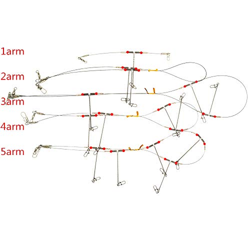 Senyu Wire Trace Leader Rig Stainless Steel 1-5 Arms Fishing Rigs with Snap,High-Strength Fishing Leaders Saltwater-Perch Rigs for Fishing - color: Arm Length 2.7inch, style: 2 Arm Leader