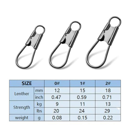 150pcs 3 Sizes Fishing Interlock Snaps Stainless Steel Safety Snap Fishing Clip Saltwater Freshwater Quick Change Fast Clip Connector Angler Gift