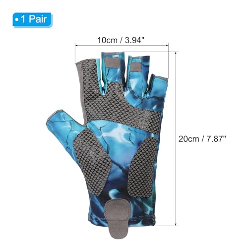 PATIKIL Fishing Gloves, Breathable Fingerless Sun Protection Gloves for Men Women Kayaking Rowing Cycling Hiking - color: Blue, size: X-Large
