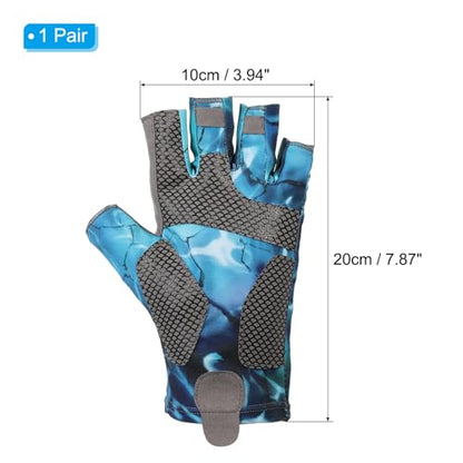 PATIKIL Fishing Gloves, Breathable Fingerless Sun Protection Gloves for Men Women Kayaking Rowing Cycling Hiking - color: Blue, size: X-Large