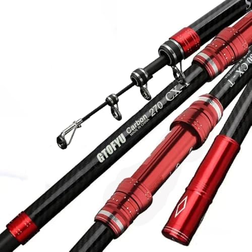 Telescopic Fishing Rod, Carbon Fiber Travel Surf Rod, Spinning Power Lure 2-9Oz, 20-50LB，Medium-Heavy Throwing Surfcasting Baitcasting Pole, Distance Throwing Fishing Rod - size: 2.7M/9Ft