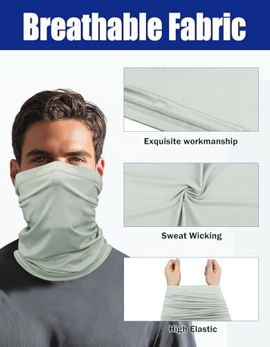 JHYWELL Cooling Neck Gaiter Face Mask, UV Protection Masks Gator, Windproof Bandana for Skiing, Fishing, Hiking, Cycling - color: Light Grey