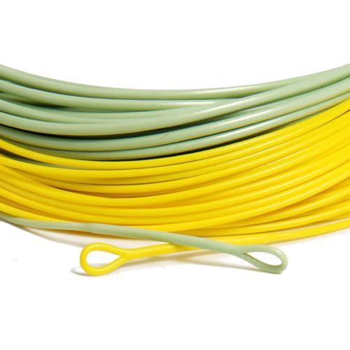 Gold Fly Line 90FT Weight Forward Floating 2 3 4 5 6 7 8 9WT Fly Fishing Line - color: MOSS GREEN + FLUO YELLOW, size: WF5F-90FT