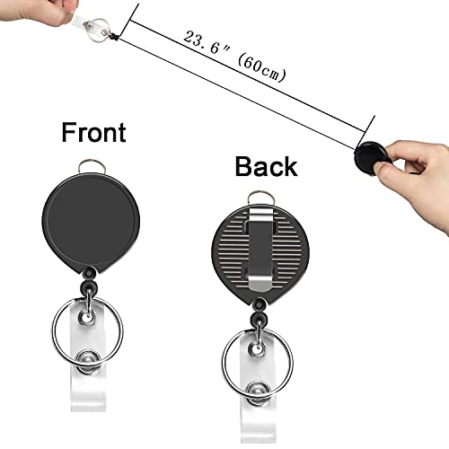 2Pcs Black Lanyards with Horizontal ID Badge Holder 4x3,Retractable Reel | Flat Neck Lanyard with Metal Hook,for Office Supplies - color: Black Lanyard With Badge Holder 3x4 Horizontal