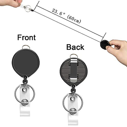 2Pcs Black Lanyards with Horizontal ID Badge Holder 4x3,Retractable Reel | Flat Neck Lanyard with Metal Hook,for Office Supplies - color: Black Lanyard With Badge Holder 3x4 Horizontal
