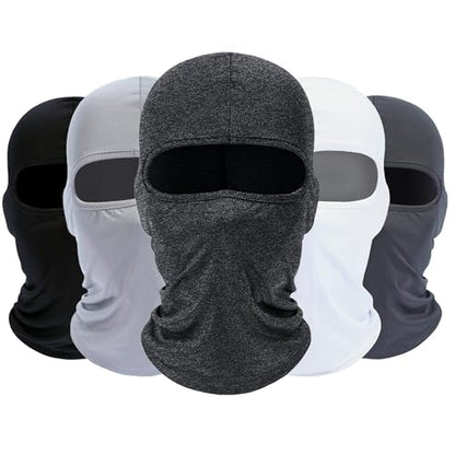 ROXUN Balaclava Ski Mask, 5 Pack Neck Gaiter Motorcycle Summer Cooling | UV Protection Shiesty, Windproof Scarf for Men/Women, Face Mask, Versatile Use - color: Black+white+dark Gray+light Gray+hemp Gray