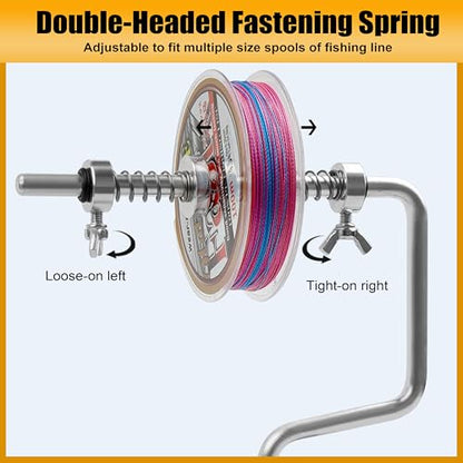 SILANON Fishing Line Spooler, Adjustable Portable Reel Spooler Fishing Line Winder Spooler with Suction Cup No-line Twist Spooling Station System for Spinning & Baitcasting Reels