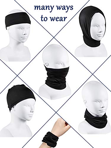 SATINIOR 4 Pieces Kids Summer Neck Gaiter Unisex Cooling Face Cover Scarf Breathable Sun Bandana Fishing Cycling Mask - color: Black, Grey, Blue, Green