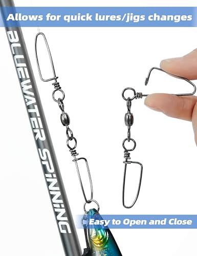 BLUEWING 10pcs Double Snap Swivels 75lbs, 135lbs, 200lbs, 300lbs Stainless Steel Coastlock Fishing Snap Swivel High Strength Saltwater Fishing Tackle Connector - size: 200lbs