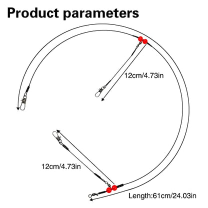 YOTO Fishing Leaders,Stainless Steel Tackle Rig with Tackle Lure Swivels Snaps, Saltwater rig Wire Leader Fishing Leader Wire Bottom rigs for Saltwater - color: Black Fishing Leaders, style: 2arm-24pcs
