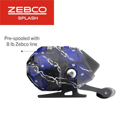 Zebco Splash Spincast Reel and Fishing Rod Combo, Fiberglass Rod, Ball Bearing System, All Metal Gears, 8-Pound Line - color: Z-Splash Blue