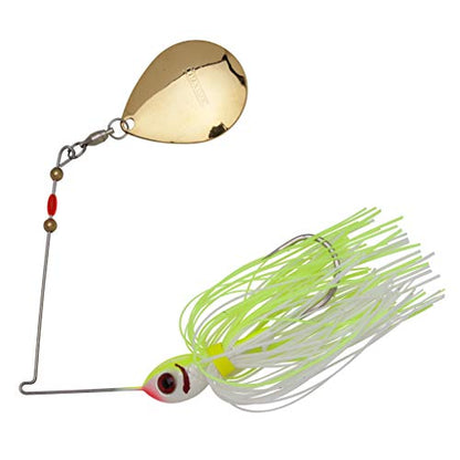 Booyah Colorado Blade Spinner-Bait Bass Fishing Lure - color: White/Chartreuse, style: Single Colorado (1/2 Oz)