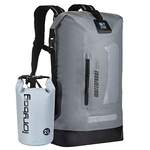 IDRYBAG Waterproof Backpack for Men 20L/30L/40L, Floating Dry Bag Kayak, Dry Backpack Hiking - color: Gray, size: 20L