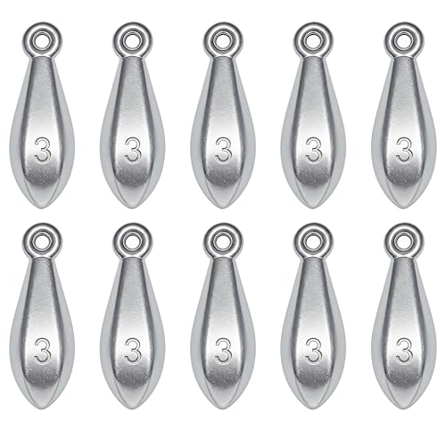 Fishing Weights Sinkers Bank Sinkers Bullet Weights for Surf Fishing Pier Bank Fishing Saltwater Fishing Gear 1oz to 8oz - size: 3 Ounce-10pcs