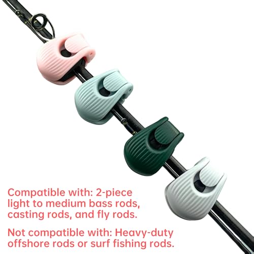 Fishing Rods Belt Rod Straps, Fishing Rod Clip Fit for Casting Rods, Spinning Rods Bass Rod and Fly Rods (4 Color, 4 pcs) (GREY) - color: GREY