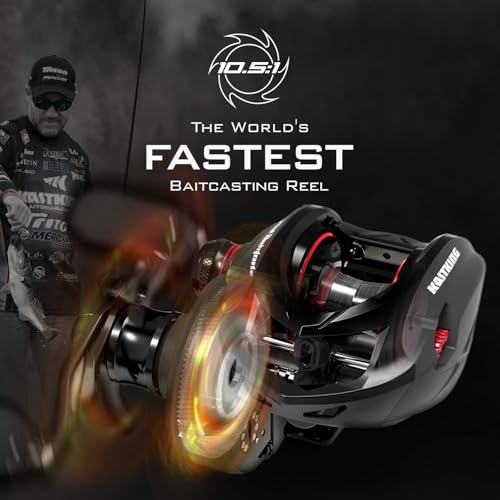 KastKing Speed Demon Elite Fishing Reel, World's Fastest 10.5:1 Gear Ratio/Deadbolt Baitcasting Reel, 10+1 Shielded Stainless Steel BB, CNC Lightweight Aluminum Frame, Available in Skipping Version - color: High Speed- 10.5:1- Left