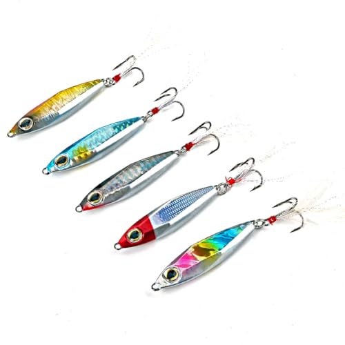 Sougayilang Jigs Fishing Lures Sinking Metal Spoons Micro Jigging Bait - color: A-2.56in/1.16oz-5PCS with BOX