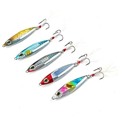 Sougayilang Jigs Fishing Lures Sinking Metal Spoons Micro Jigging Bait - color: A-2.56in/1.16oz-5PCS with BOX