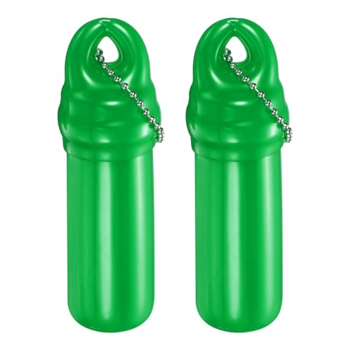 uxcell Floating Keychain, Float Key Ring Holder with Waterproof Container, Float Key Pendant for Fishing - color: Green