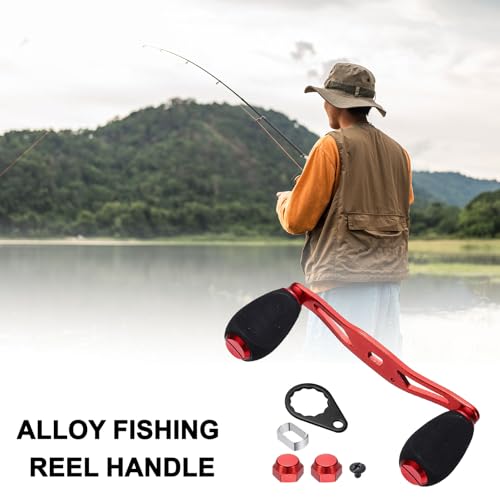 Fishing Reel Handle, Reel Handle Rocker Arm Grip with Knob Replacement Parts - color: Red