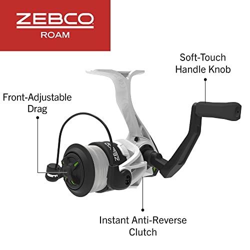 Zebco Roam Spinning Reel and Fishing Rod Combo, 6-Foot Fiberglass Fishing Pole, Split ComfortGrip Handle, Soft-Touch Handle Knob, Changeable Right- or Left-Hand Retrieve - style: Size 30 Reel - 6'6" Rod - Green