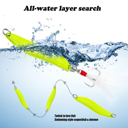 Fishing Lures,Fishing Spoons, Colorful Casting Fishing Spinner Hard Baits Tackle Single Hook for Trout Bass Salmon Freshwater Saltwater with Metal Hooks - color: 10pcs Glow Color