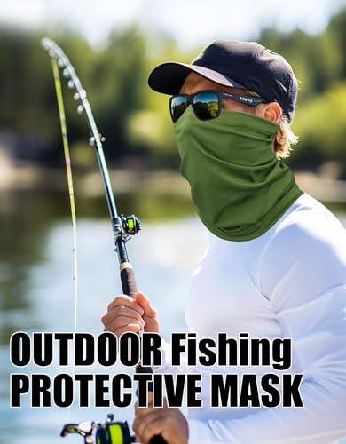 JHYWELL Cooling Neck Gaiter Face Mask, UV Protection Masks Gator, Windproof Bandana for Skiing, Fishing, Hiking, Cycling - color: Military Green