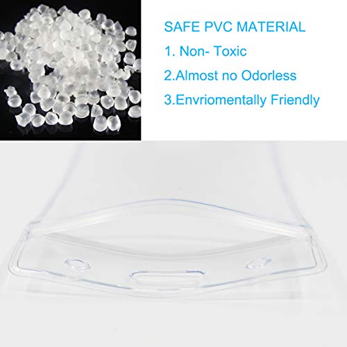 6Pcs Horizontal Badge Holders Sealable Waterproof Clear Plastic Name Tag ID Card Holder (6)