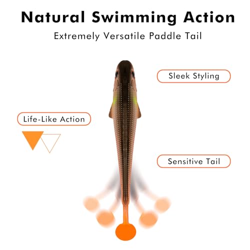 TRUSCEND Shadtale Easy Catch Soft Fishing Lures, Unique Vibration and Action for Various Rigs, Paddle Tail Swimbaits Trailer for Bass, Trout, Crappie, Walleye, Redfish, Saltwater & Freshwater Fishing - color: 2.5",24pcs,0.07oz