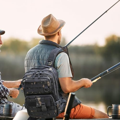 Fishing Backpack Fishing Tackle Storage Bag Fishing Gear and Equipment with Rod Holder Fishing Tackle Shoulder Sling Bag Backpack for Outdoor Fishing, Hunting, Hiking (Black) - color: Black
