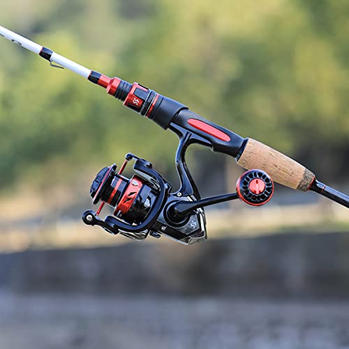 Sougayilang Spinning Combo, Medium Heavy Fishing Pole and 2000 Spinning Reel Set, Fishing Rod and Reel Commbo for Bass Fishing Tackle - color: Pearl White, size: 5.9ft & Spinning Reel