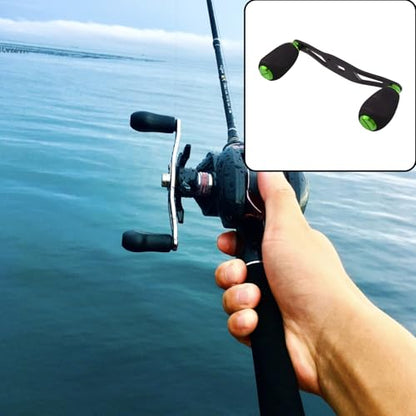 Fishing Reel Handle Green Fishing Baitcasting Handle Rocker Baitcasting Reel Replacement Parts, with EVA Grip Knob and Nut (Black + Green) - color: Black Green